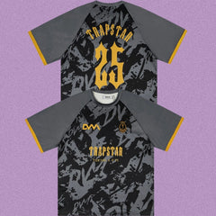 Trapstar Camo Raglan Football Jersey - Charcoal/Yellow