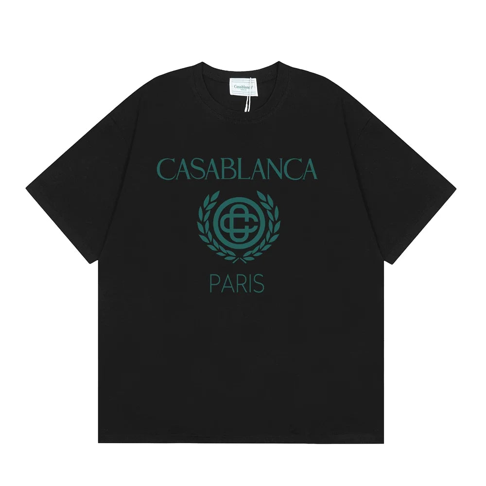Casablanca Paris Laurel Wreath Logo T-Shirt - Black