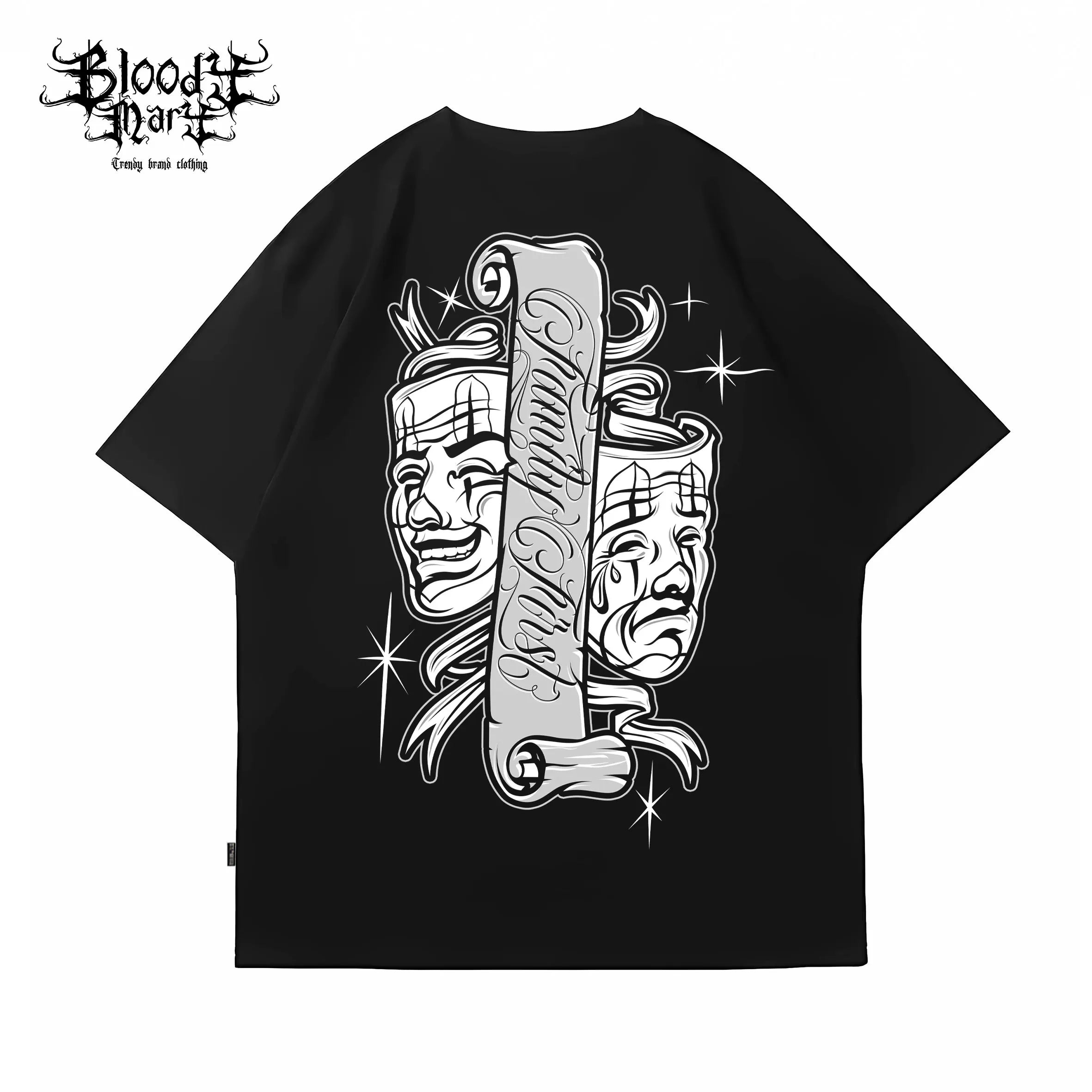 Original Trendy American Chicano Crying and Smiling Chicano Short sleeved T-shirt for Men and Women, Loose Cotton, Heavy Weight Tattoo Artist
