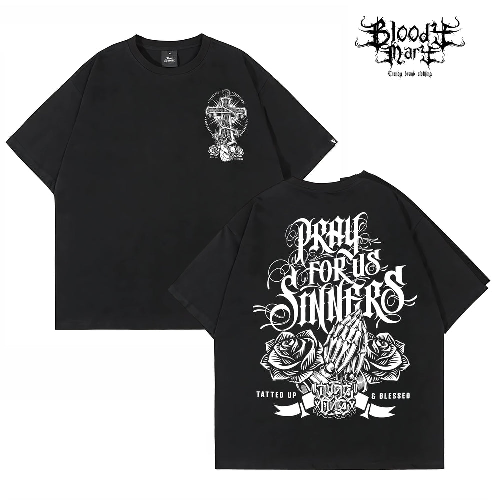 China-Chic Brand American street fancy character short sleeve men's and women's loose cotton heavy weight small crowd hip-hop clown T-shirt