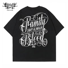 American street flower font short sleeved loose cotton heavyweight niche hip-hop tattoo artist trendy T-shirt family oriented