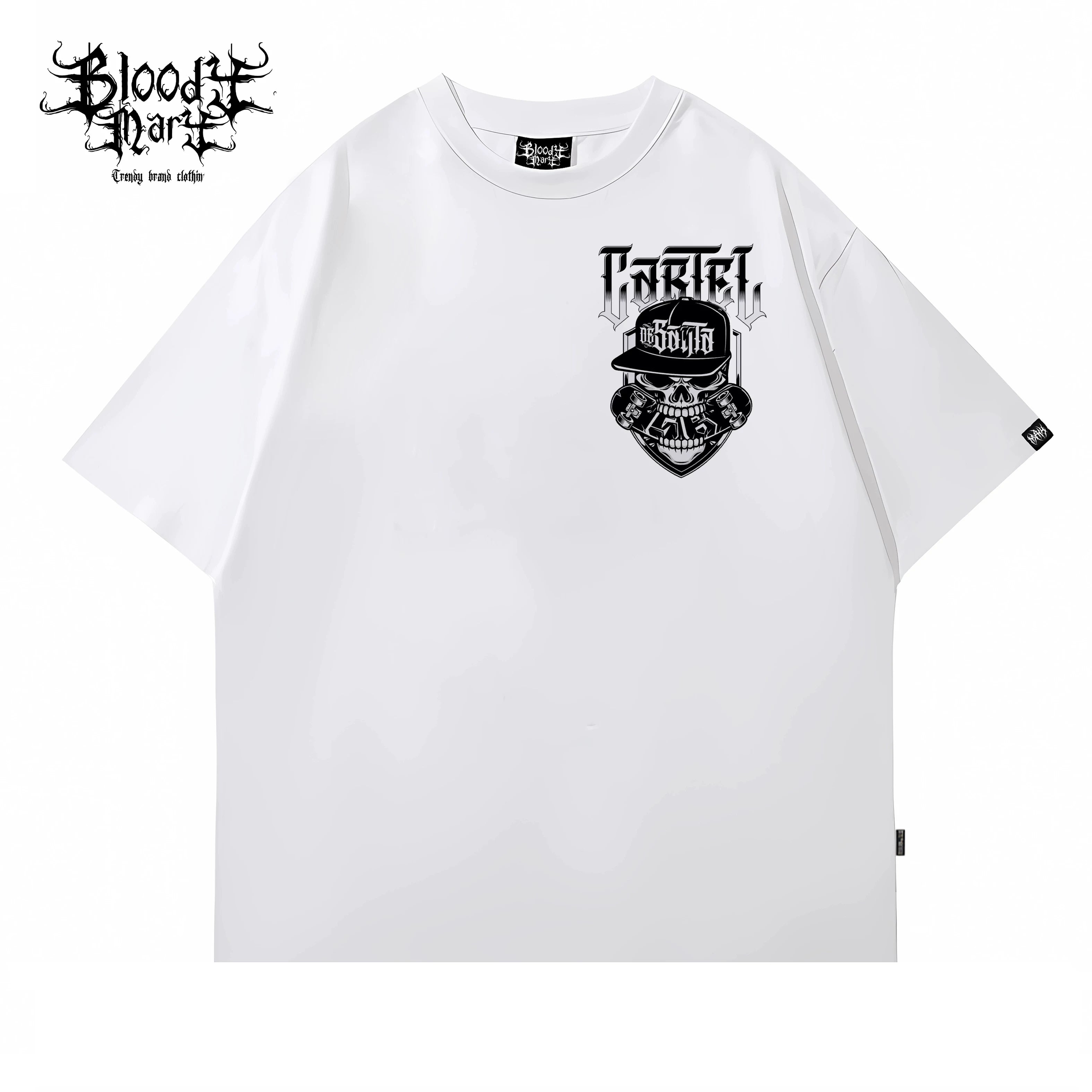 Original American street flower font, Fugu Chicano loose cotton, heavyweight, niche hip-hop tattoo artist, trendy brand T