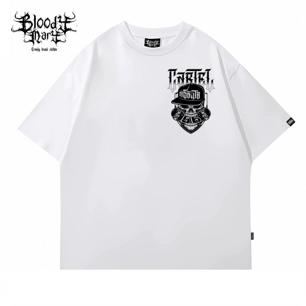 Original American street flower font, Fugu Chicano loose cotton, heavyweight, niche hip-hop tattoo artist, trendy brand T