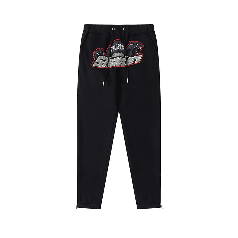 Trapstar Style Autumn/Winter Shooters Panther Graphic Sweatpants - Black