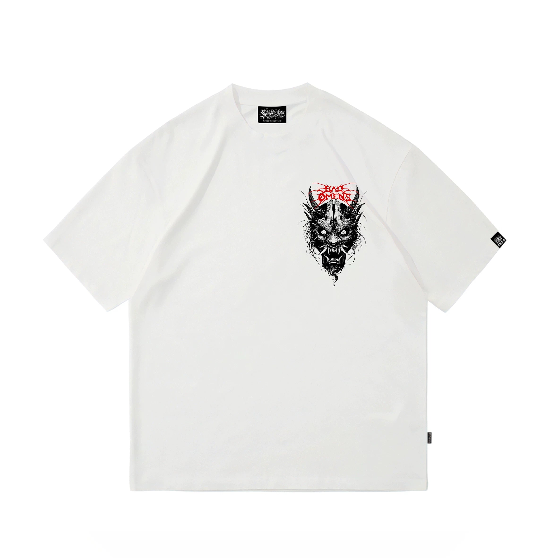 Original Trendy Brand Design American Trendy Hip Hop Retro Dark Prajna Tattoo Artist Short Sleeve Pure Cotton T-shirt for Men and Women