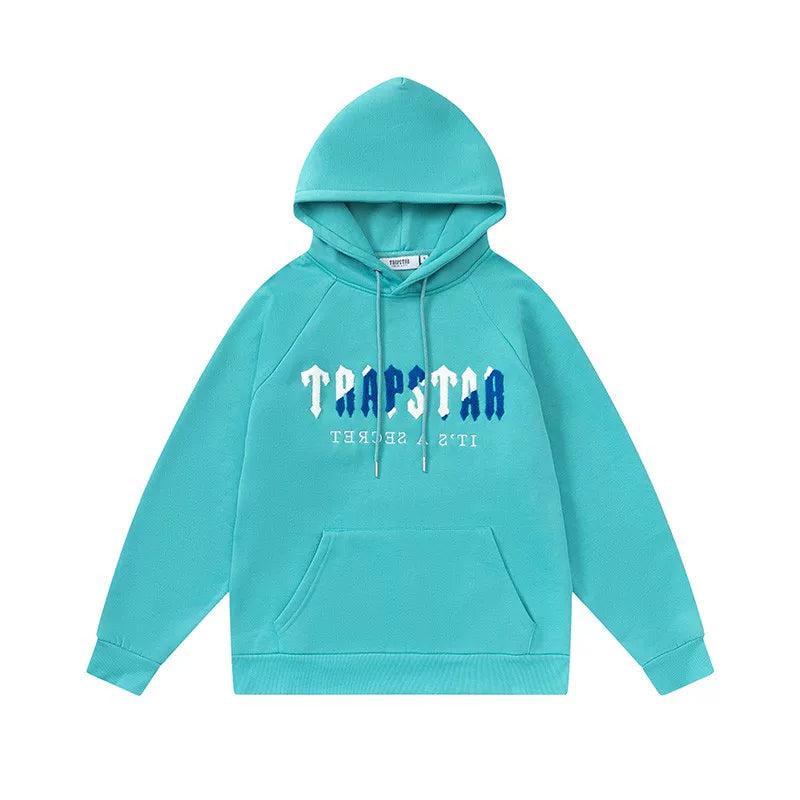 Trapstar Style Autumn/Winter Gradient Logo Graphic Hoodie - Turquoise