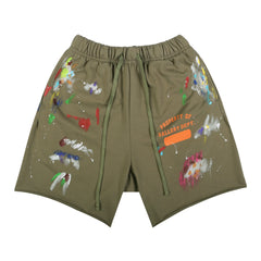 Gallery Dept. Property Of Paint Splatter French Terry Shorts - Army Green