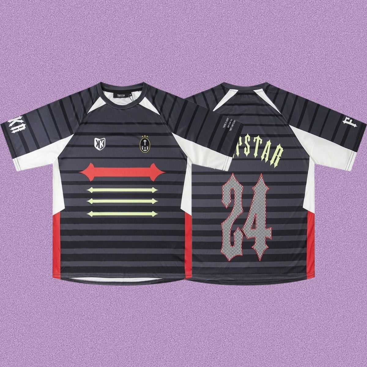 Trapstar Horizontal Stripe Football Jersey - Black/White/Red