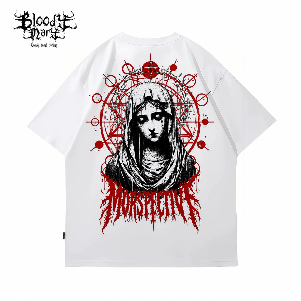 American street retro floral font short sleeved loose cotton heavyweight niche hip-hop tattoo artist trendy T-shirt