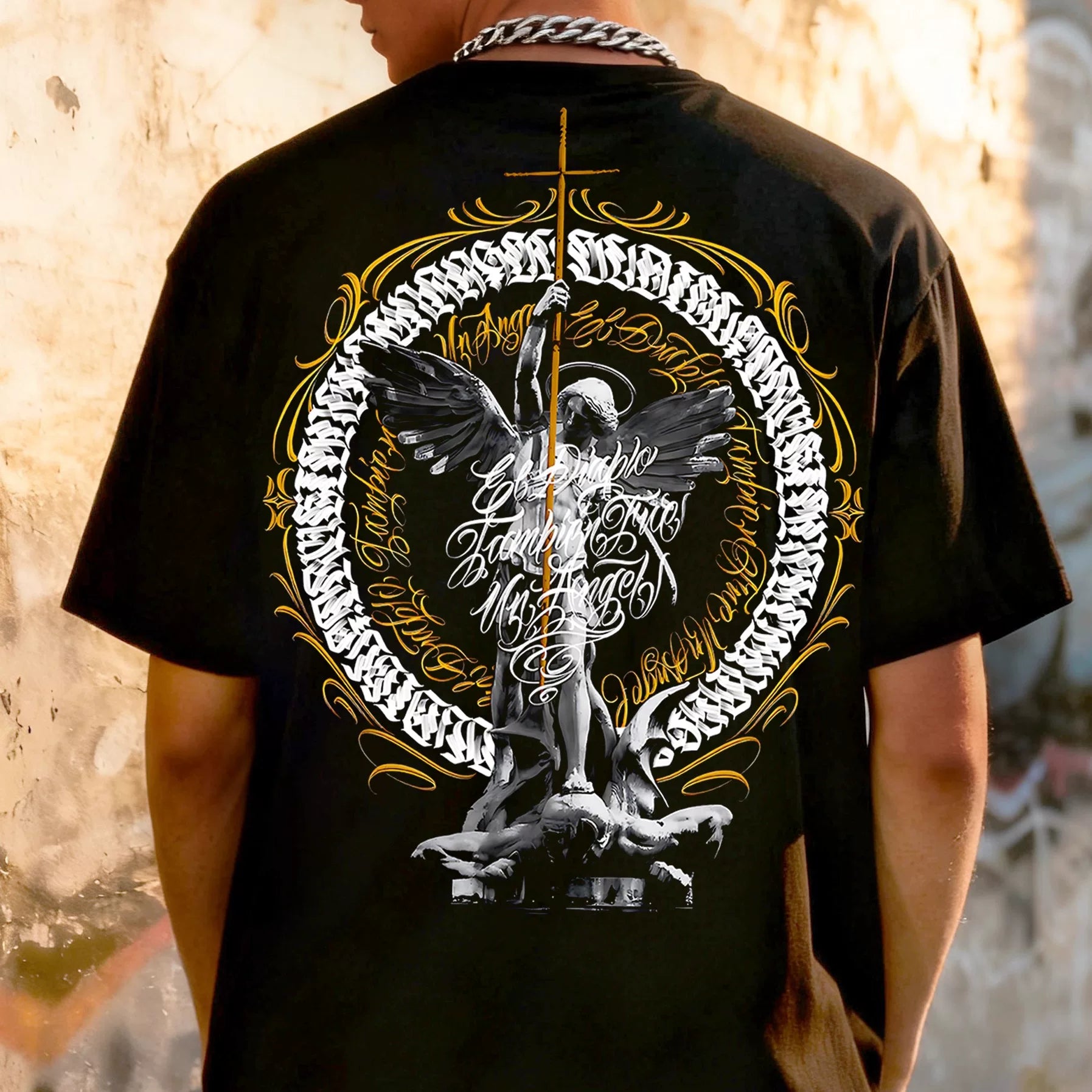 American street retro floral characters Chicano loose cotton heavyweight niche hip-hop tattoo artist trendy T-shirt