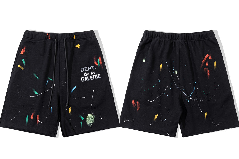Gallery Dept. Paint Splatter French Terry Shorts - Black
