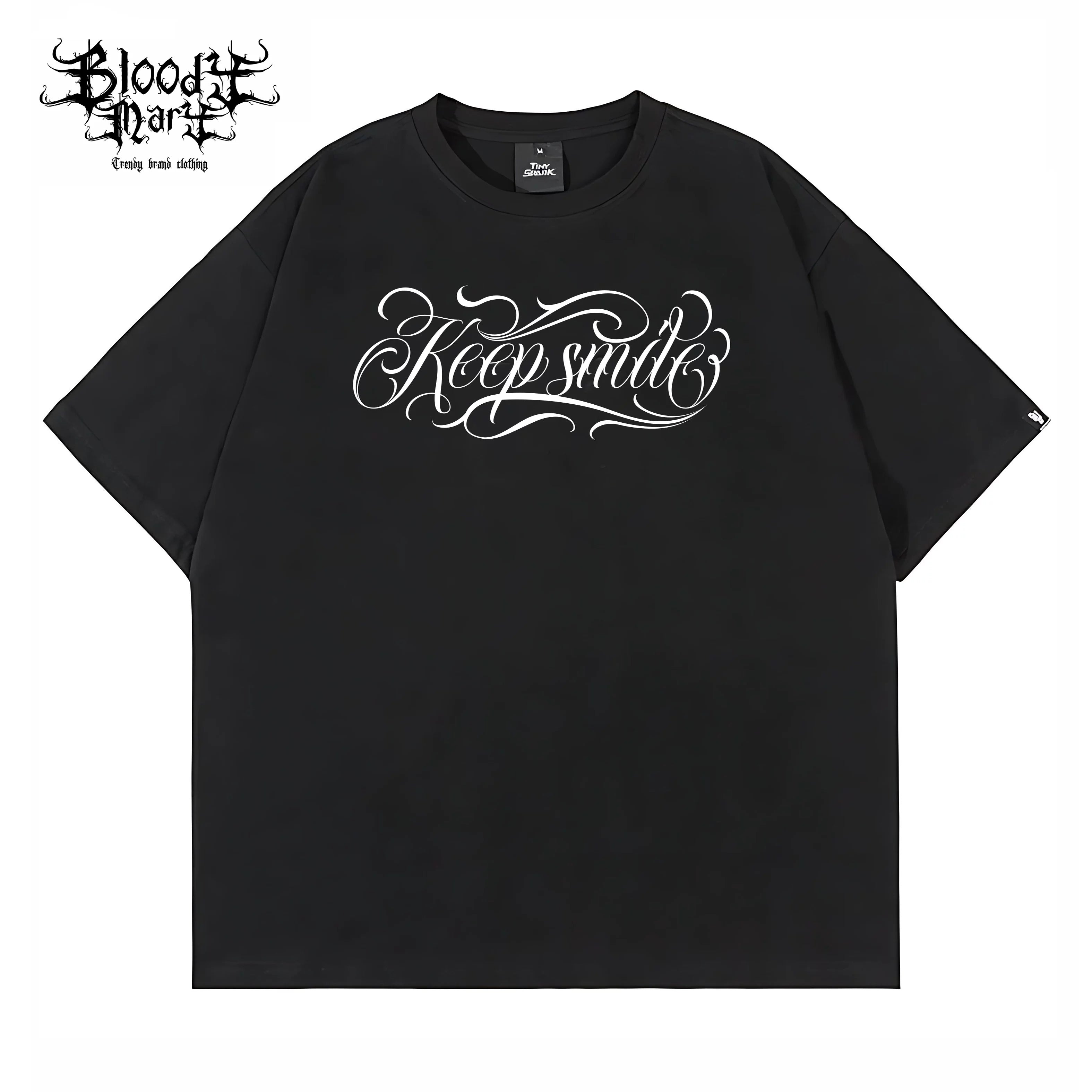 Original Trendy Brand American Street Flower Font Short sleeved Men's and Women's Loose Cotton Heavy duty Niche Hip Hop Clown T-shirt