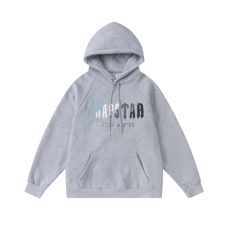 Trapstar Style Autumn/Winter Blue-Grey Gradient Hoodie - Heather Grey