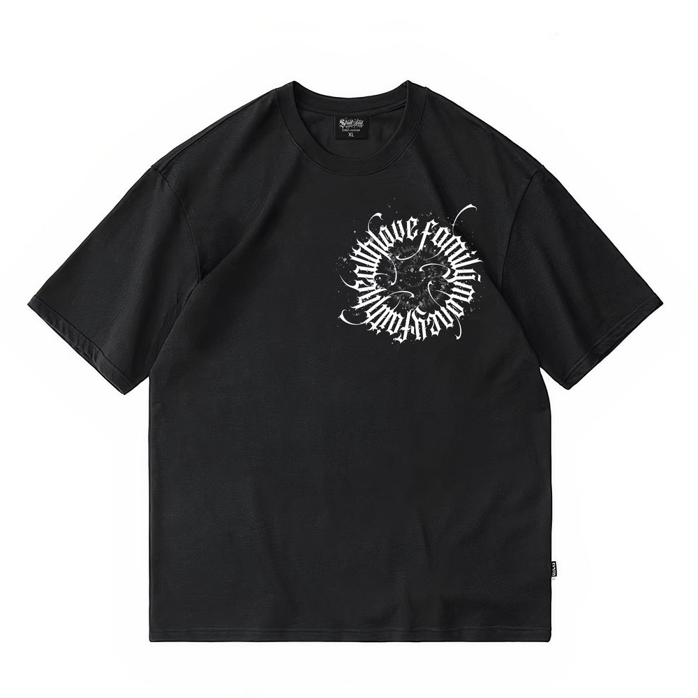 Trendy cross, floral characters, hip-hop, American West Coast prayer hand T-shirt, street dance tattoo artist, gang heavyweight