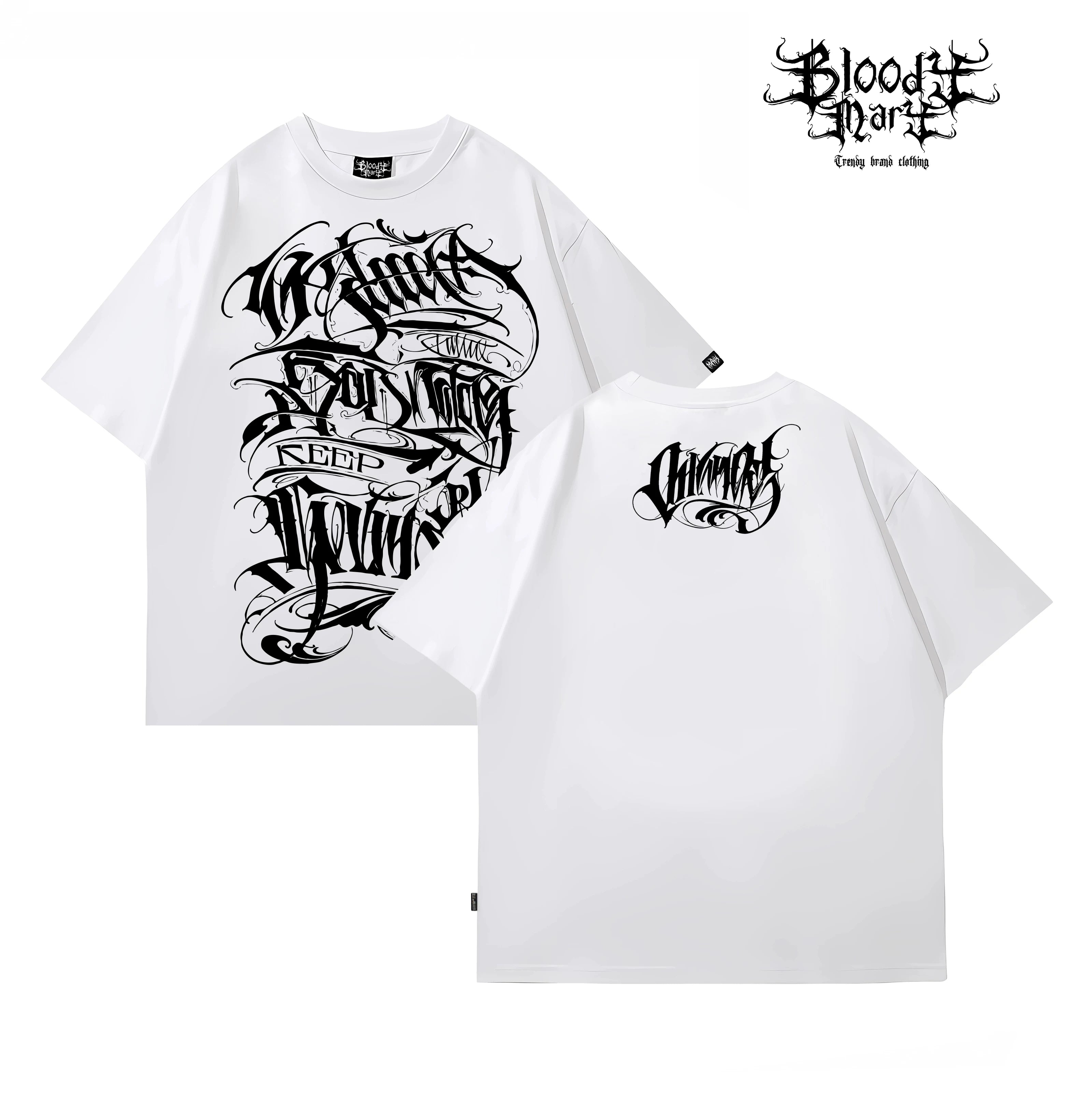 Original Trendy Brand Dark American China-Chic Huati Tattoo Master Small Crew Neck Personalized Rock and Roll Print Hip Hop T-shirt