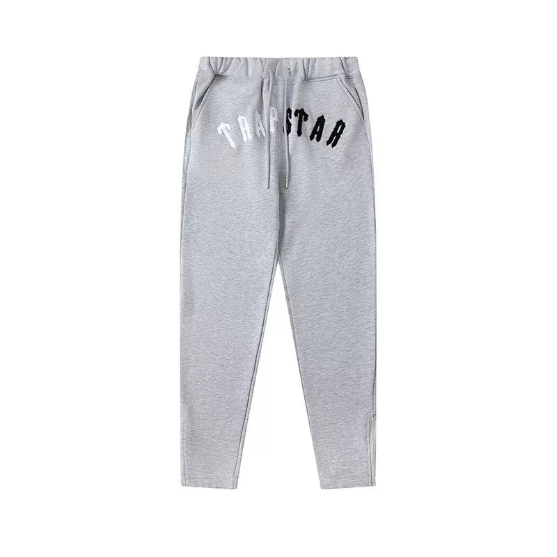 Trapstar Style Autumn/Winter Split-Color Hip-Print Sweatpants - Heather Grey/Black