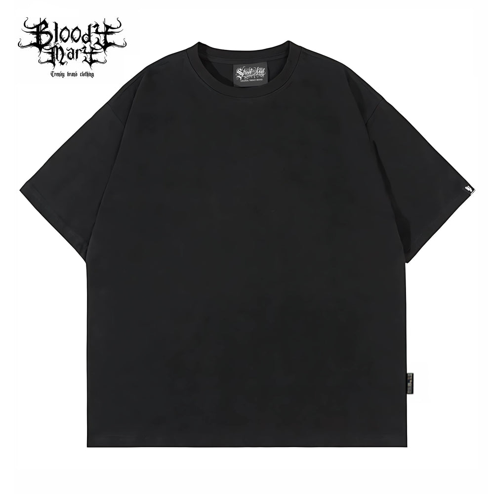 Solid color trendy brand loose T black short sleeved T-shirt for men, versatile, breathable and comfortable, drop shoulder sleeve top, heavyweight pure cotton 280G