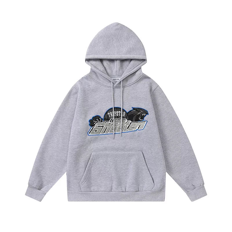 Trapstar Style Autumn/Winter Blue & Black Shooters Hoodie - Heather Grey