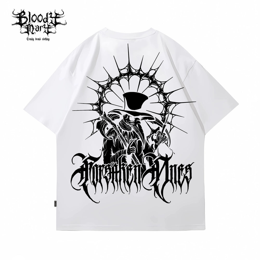 American street flower font short sleeved loose cotton heavyweight niche hip-hop fashion brand tattoo artist T-shirt abstract trend