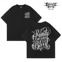 American street flower font short sleeved loose cotton heavyweight niche hip-hop tattoo artist trendy T-shirt family oriented