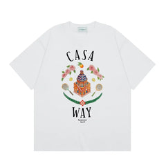 Casablanca "Casa Way" Architectural & Floral T-Shirt - White