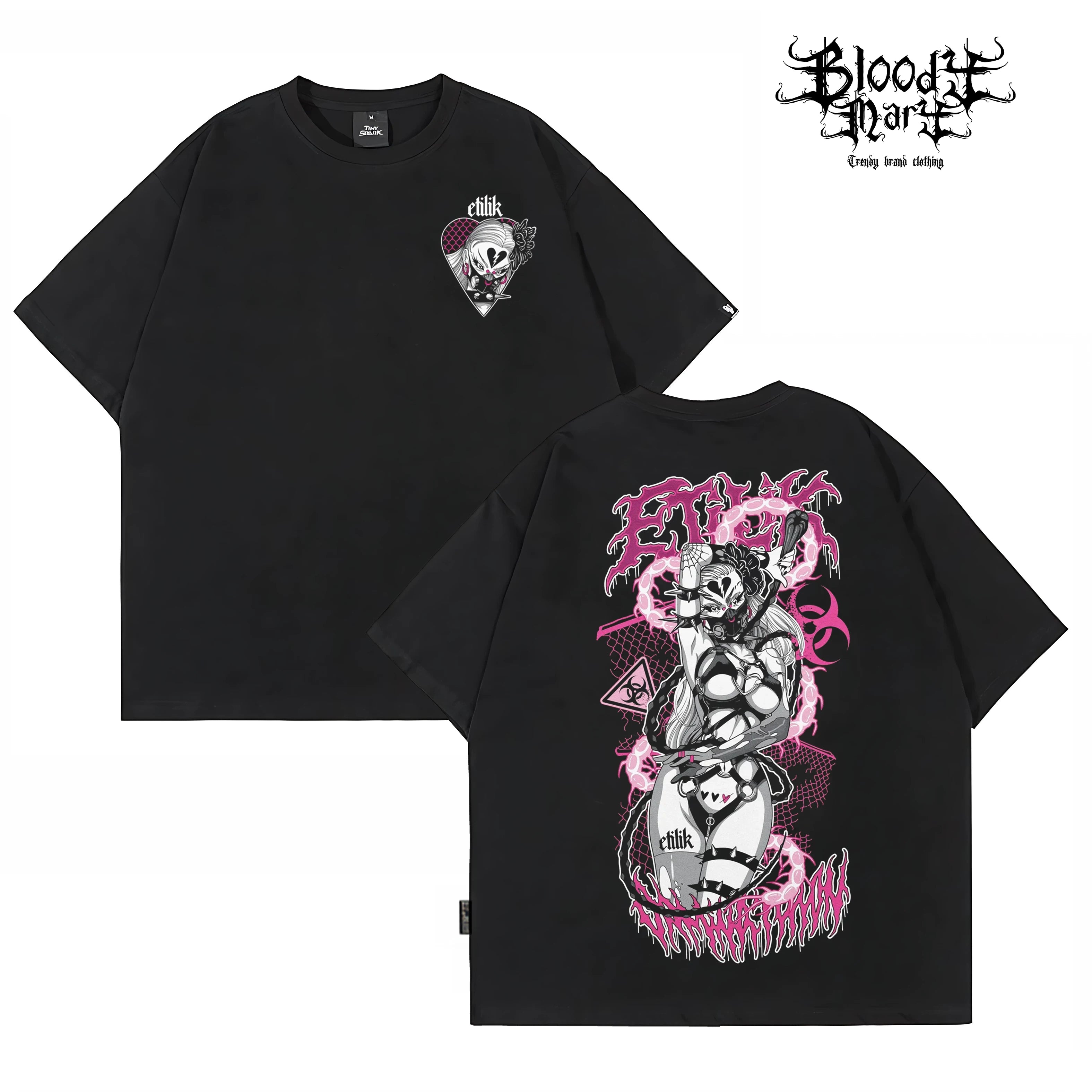 Original American street loose pure cotton heavyweight niche hip-hop tattoo artist trendy brand T-flower font West Coast Chino