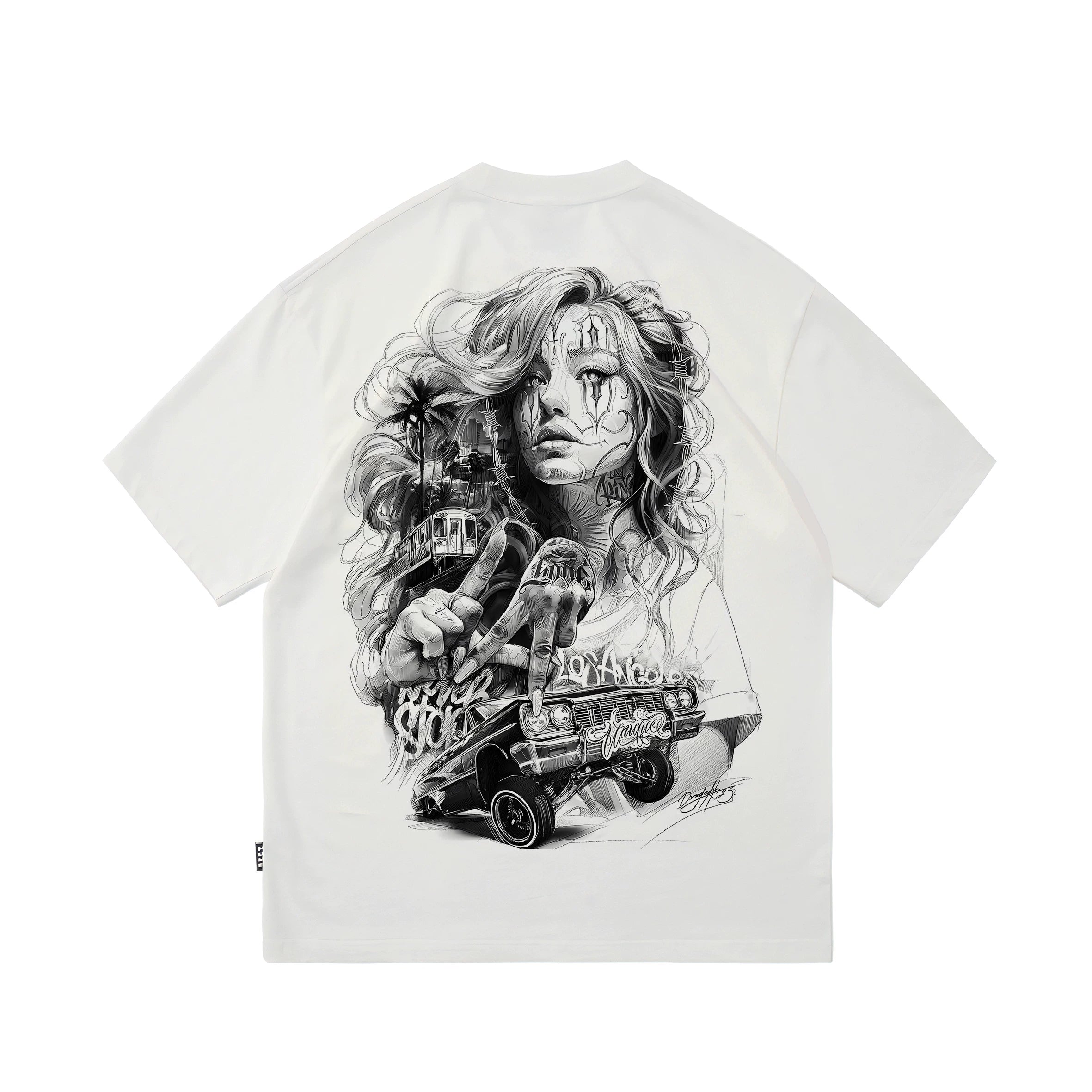 Original Trendy Brand American Street Flower Font Short Sleeve Men's and Women's Loose Cotton Heavy Weight Niche Hip Hop T-shirt
