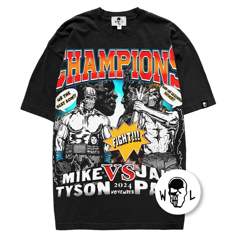 Warren Lotas Mike Tyson vs. Jake Paul Fight T-Shirt - Black
