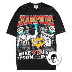 Warren Lotas Mike Tyson vs. Jake Paul Fight T-Shirt - Black