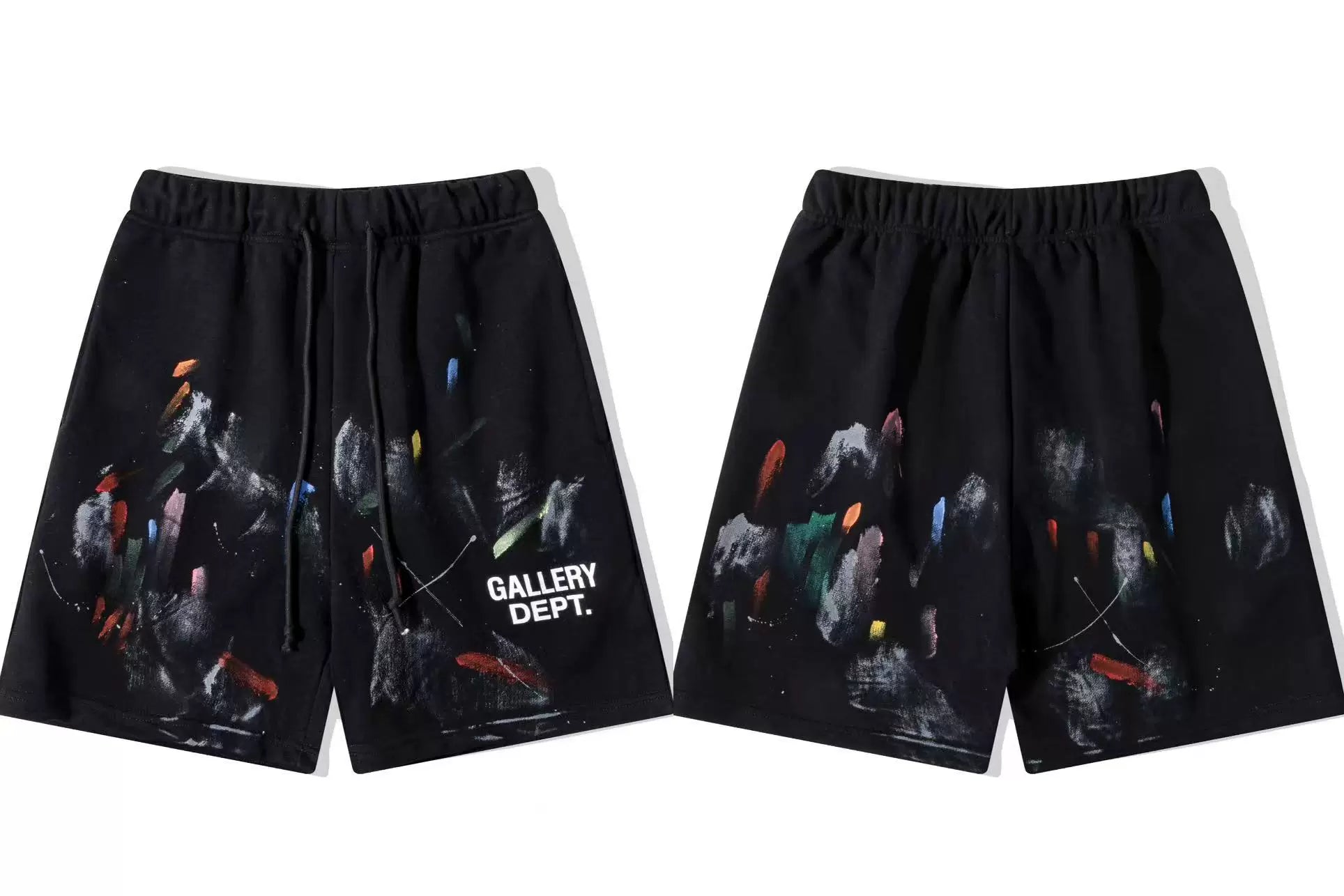 Gallery Dept. Heavy Paint Splatter & Logo French Terry Shorts - Black