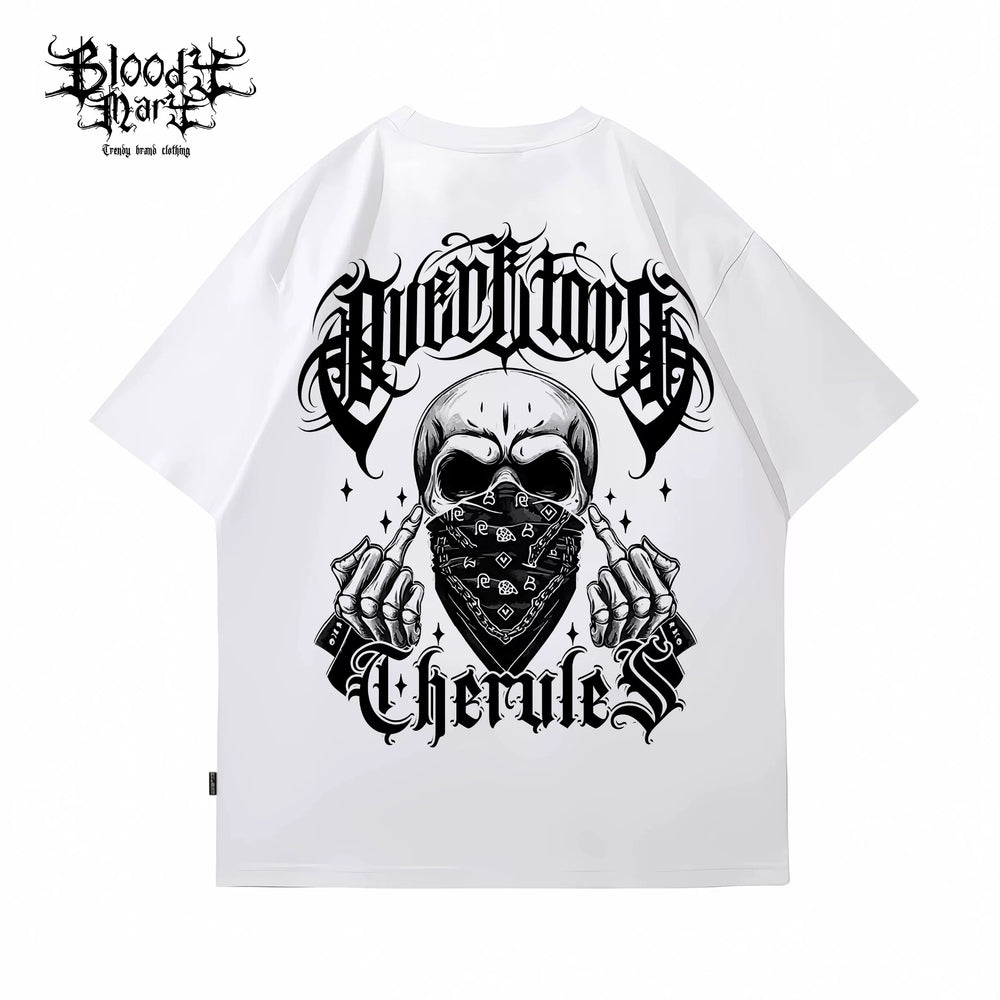 Original Trendy Brand American Street Chicano Flower Font Short Sleeve Men's and Women's Loose Cotton Heavy Weight Niche Hip Hop T-shirt