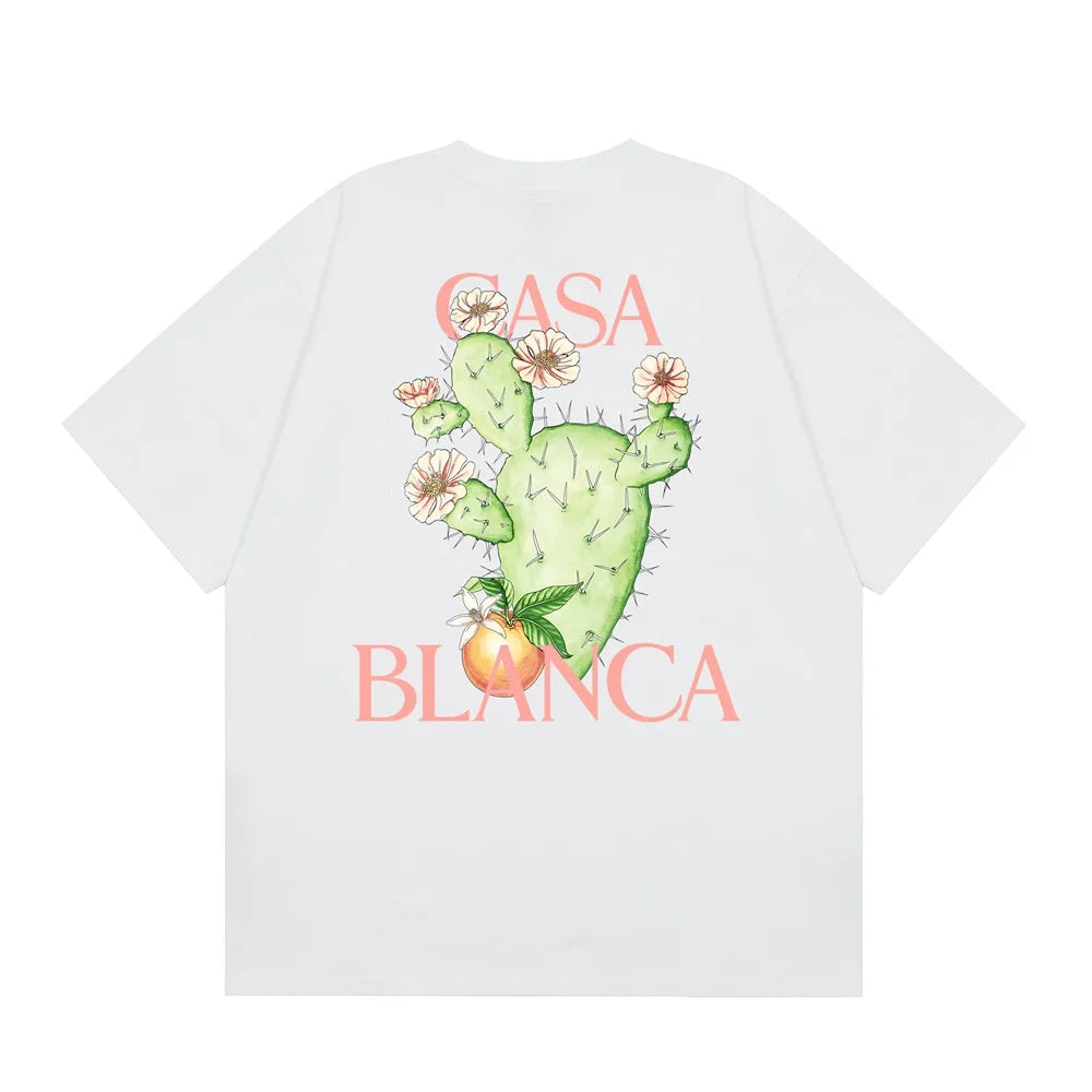 Casablanca Blooming Cactus Back Graphic T-Shirt - White