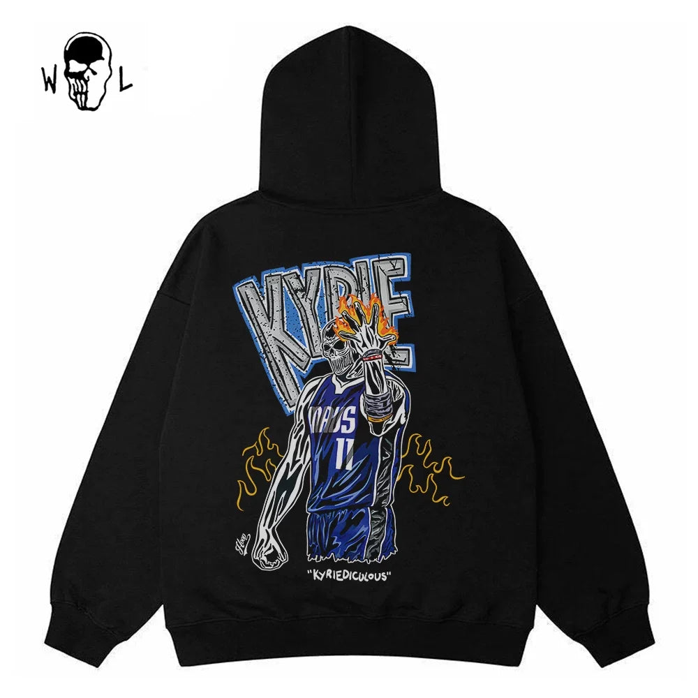 Warren Lotas Kyrie #11 Flame Skull Hoodie - Black
