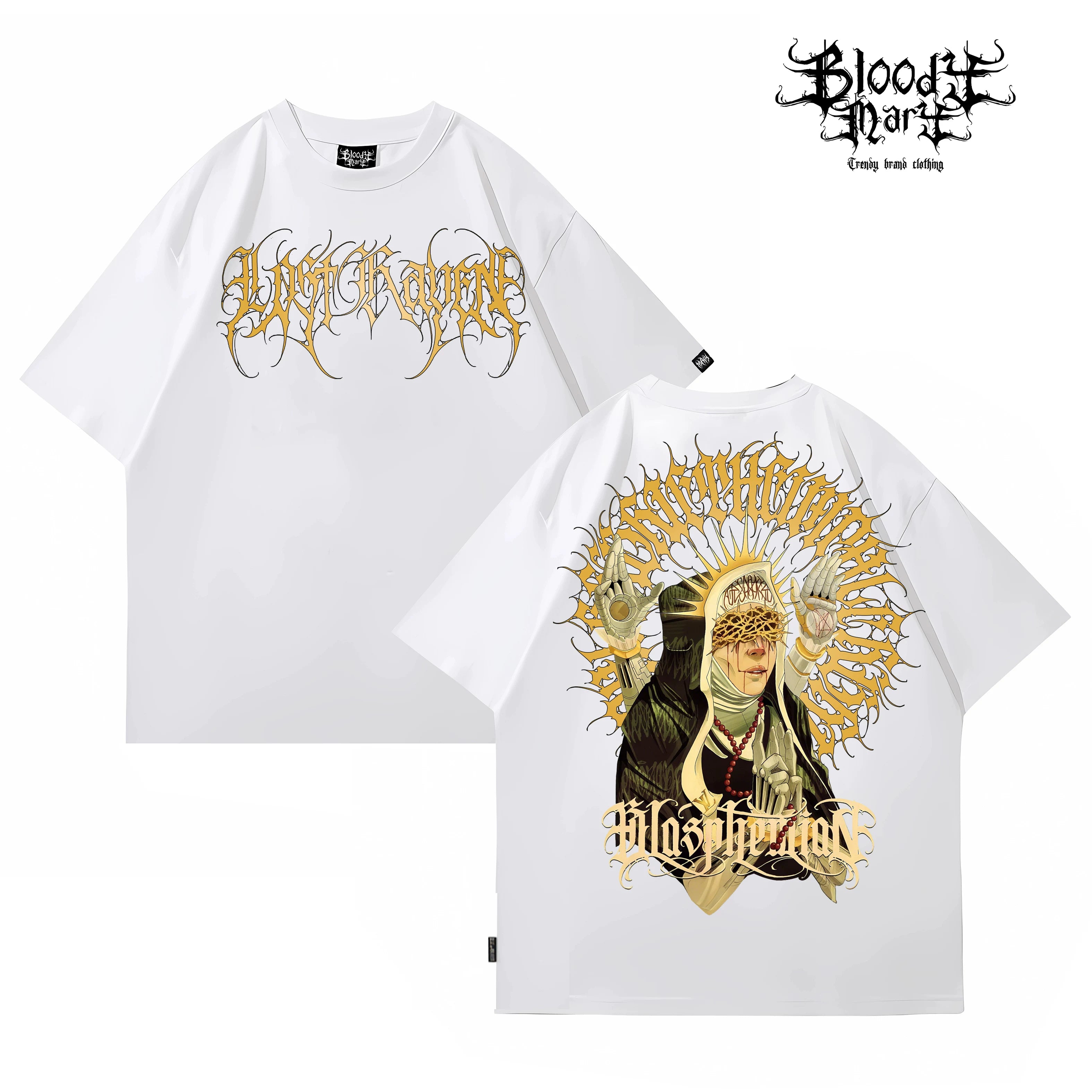 American street retro West Coast floral font short sleeved loose cotton heavyweight niche hip-hop tattoo artist trendy T-shirt