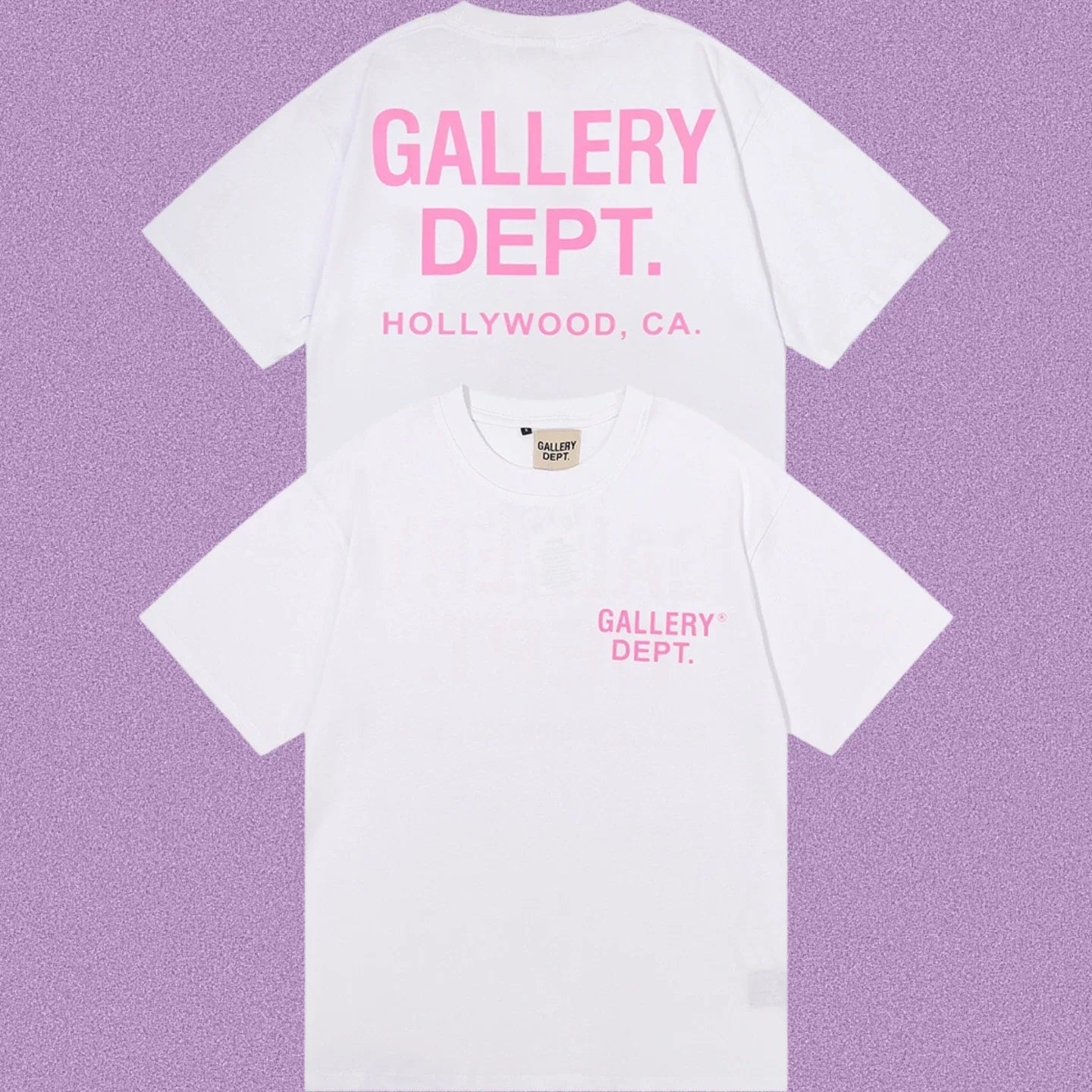 Gallery Dept. Hollywood Logo Short Sleeve T-Shirt - White/Pink