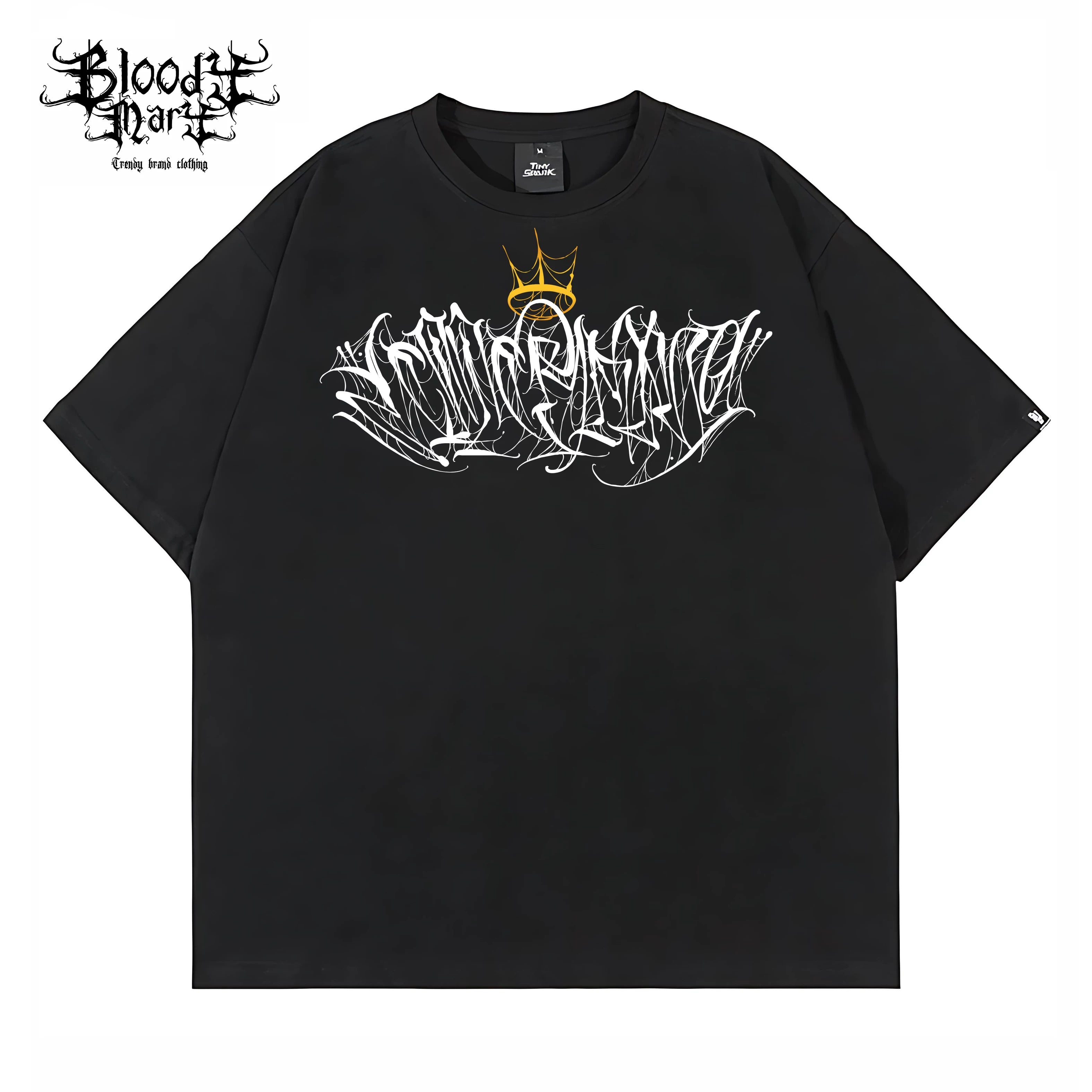 American retro floral font Chicano short sleeved loose cotton heavyweight niche hip-hop tattoo artist trendy T-shirt