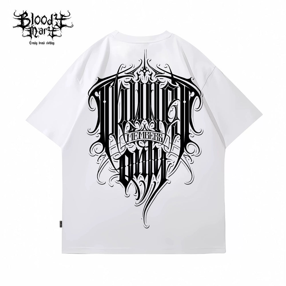 Original Trendy Brand American Street Thug Flower Font Short Sleeve Men's and Women's Loose Cotton Heavy Weight Niche Hip Hop T-shirt