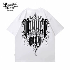 Original Trendy Brand American Street Thug Flower Font Short Sleeve Men's and Women's Loose Cotton Heavy Weight Niche Hip Hop T-shirt