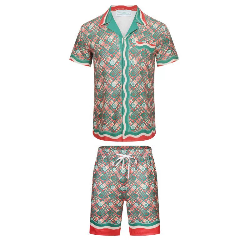 Casablanca Olive Green Monogram Print Set - Olive / Red / White