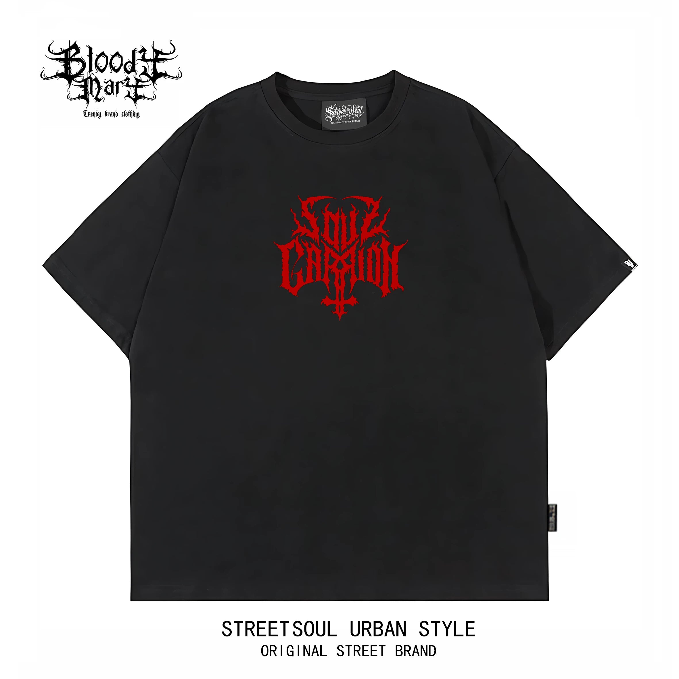 Dark style skull print short sleeved T-shirt for both men and women, loose street retro rock top