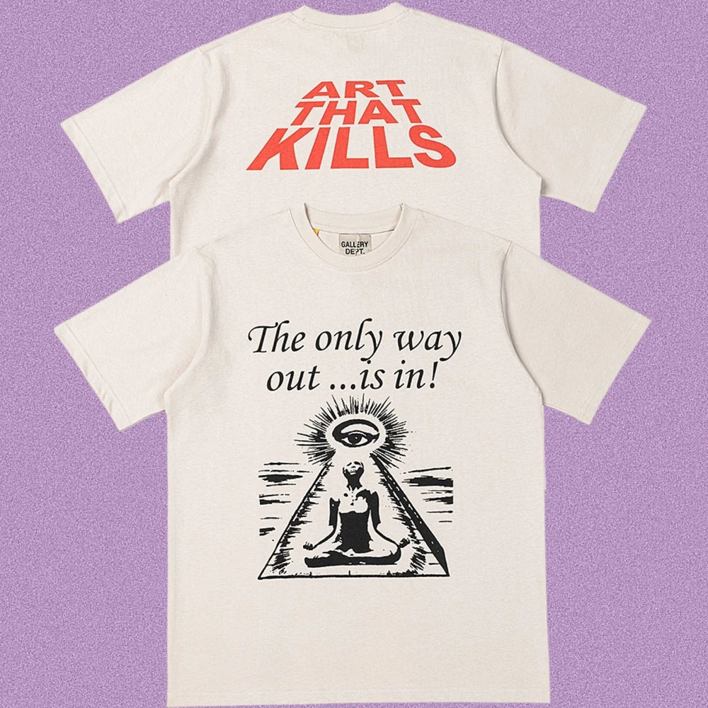 Gallery Dept. Meditation Graphic Short Sleeve T-Shirt - Cream/Red
