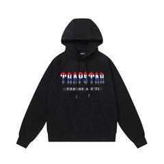Trapstar Style Autumn/Winter Red, White & Black Gradient Logo Hoodie - Black