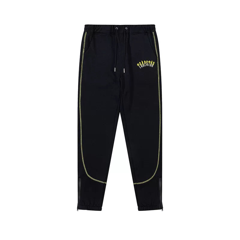 Trapstar Style Autumn/Winter Contrast Stitching Sweatpants - Black/Yellow