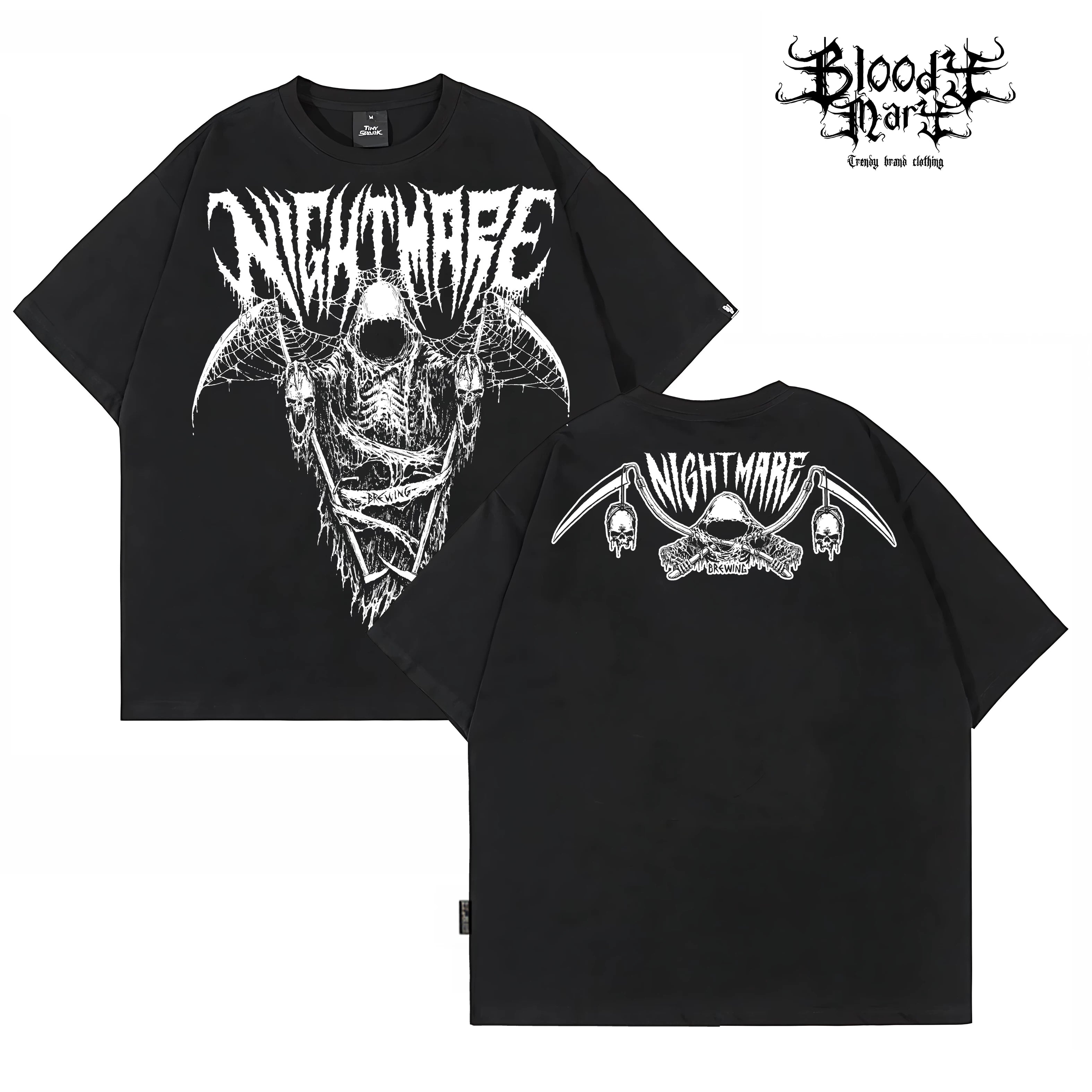 Original American Chicano Flower Font Heavy Cotton Skull Hip Hop Tattoo Artist Trendy Brand Round Neck West Coast T-shirt