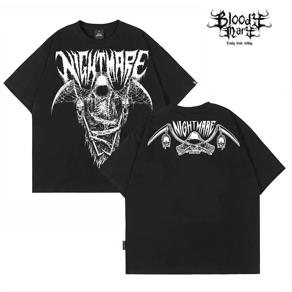Original American Chicano Flower Font Heavy Cotton Skull Hip Hop Tattoo Artist Trendy Brand Round Neck West Coast T-shirt