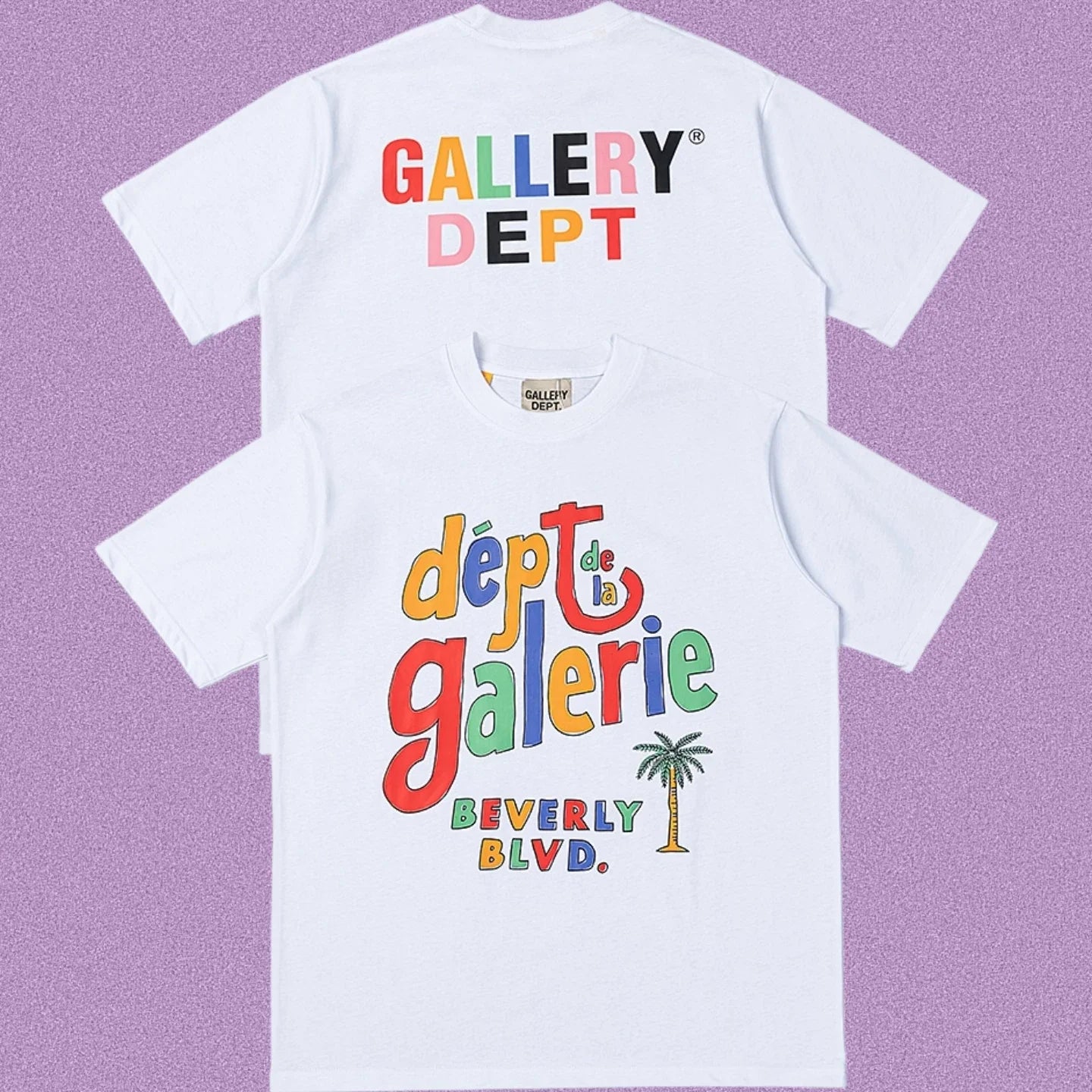 Gallery Dept. Beverly Blvd Multi-Color Hand-Lettered Short Sleeve T-Shirt - White