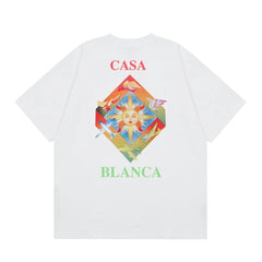 Casablanca Sunburst Diamond Logo T-Shirt - White