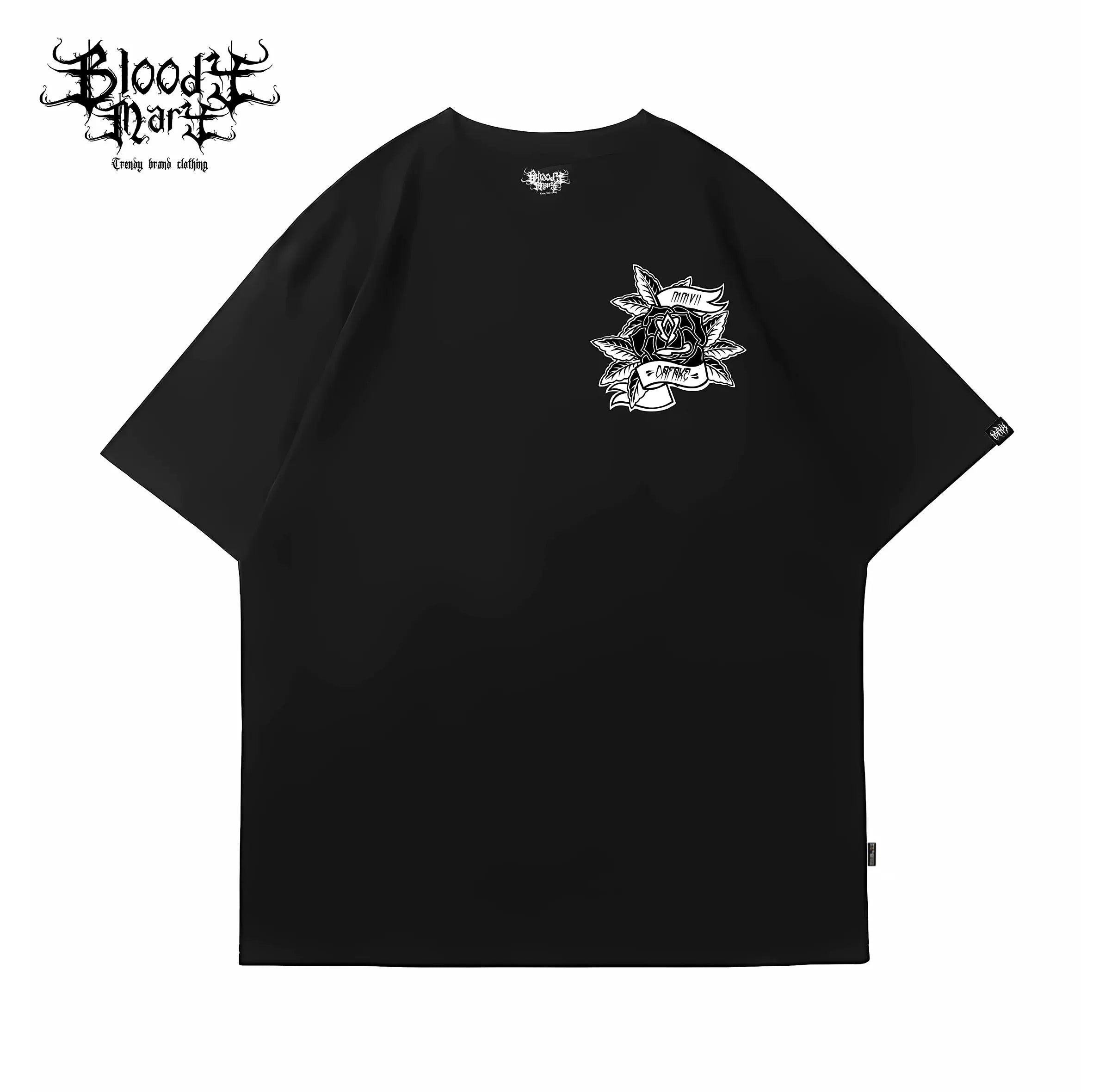 Original trendy brand American street flower font short sleeved men's and women's loose cotton heavyweight niche hip-hop tattoo artist T-shirt
