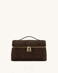 Thea Faux Fur Top Handle Bag - Mocha Brown